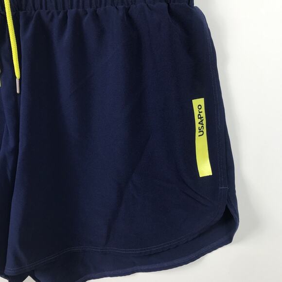 USA Pro Womens Jogging Shorts Navy with Pull String Waist - Picture 2 of 7